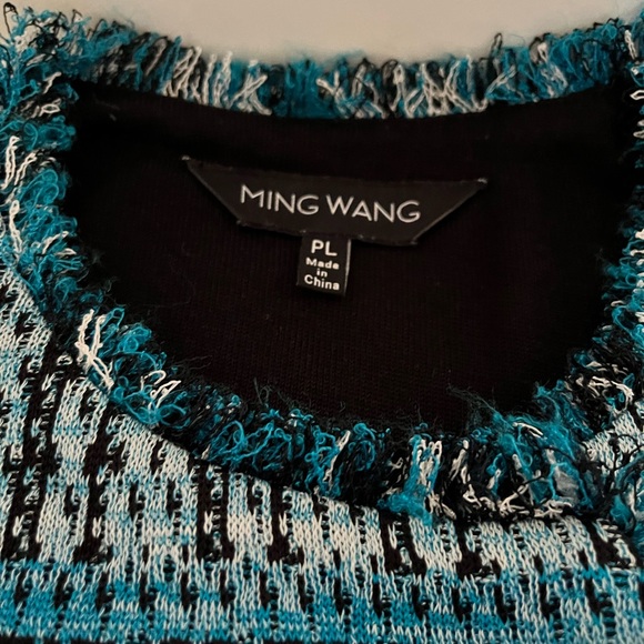 SOLD - On another Platform! Ming Wang Multicolor Tweed Fringe Jacket Snap Button - Picture 3 of 11